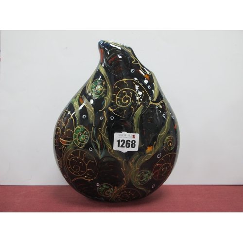 1268 - Anita Harris 'Ammonites and Shells' Large Teardrop Vase, gold signed, 22cm high.