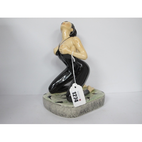 1274 - Peggy Davies Erotic Figurine 'Lolita', an artists original colourway 1/1 by Victoria Bourne, 19.5cm ... 