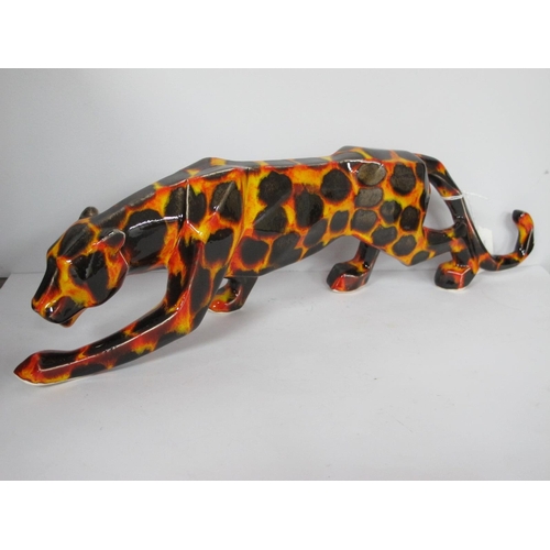 1282 - Anita Harris Model of a (Hot Coals) Panther, gold signed, 42cm long.