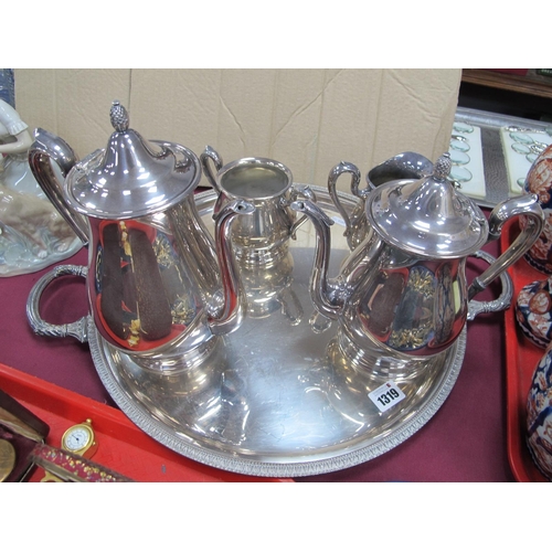 1319 - Reed & Barton, Jamestown four piece plated tea service, together with circular tray.