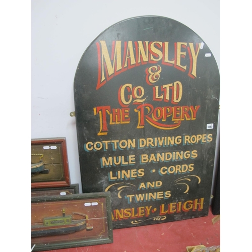 1045 - Reproduction Painted Shop Sign, Mansley & Leigh The Ropery, together with three painted wall signs o... 