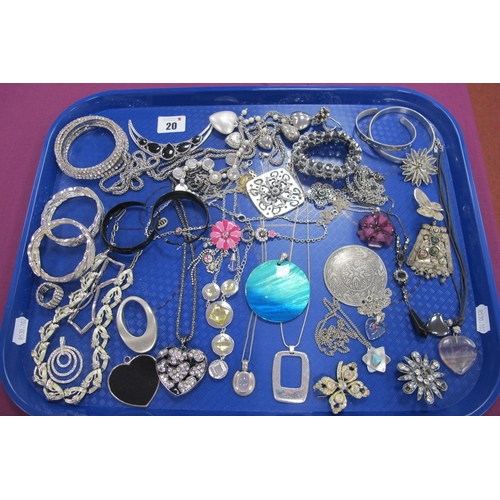 20 - A Mixed Lot of Assorted Costume Jewellery, including bangles and bracelets, pendants on chain, earri... 