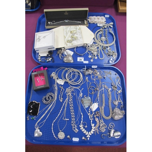 21 - Two Trays of Modern Diamanté and Other Costume Jewellery, including 