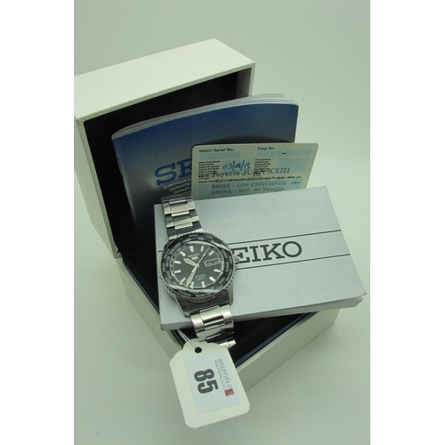 85 - Seiko 5 Sport Automatic Gent's Wristwatch, (4R36A) the signed black dial with Arabic numerals, centr... 