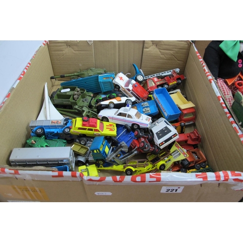 221 - A Quantity of Diecast Model Vehicles, by Matchbox, Corgi and other, including 007 Lotus Esprit Dinky... 