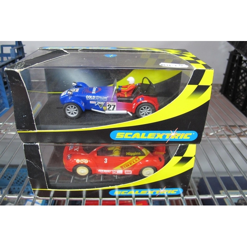 292 - Two Scalextric 1:32nd Scale Slot cars, #C.2201 Caterham 7, #C2233 VW Beetle Pirelli No. 3, both case... 