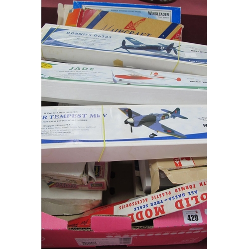 429 - Approximately Twelve Balsa Wood Model Aircraft Kits, by West Wings Hasegawa, Modela and other includ... 