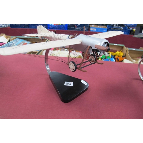 438 - A Desk Top Display Model of a 1912 Blackburn Monoplane, wingspan 43cm, with plinth.