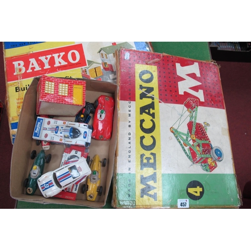 457 - Eight Tri-ang/Scalextric Slot Cars, spares/repairs to include Jaguar D-Type, F Porsche; together wit... 