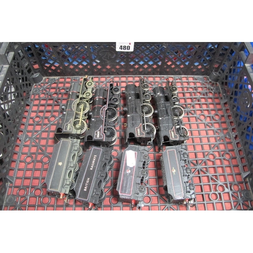 480 - Four Hornby 'OO' Gauge/4mm Unboxed 4-4-0 Class 2P Steam Locomotives, BR black with six wheel tenders... 