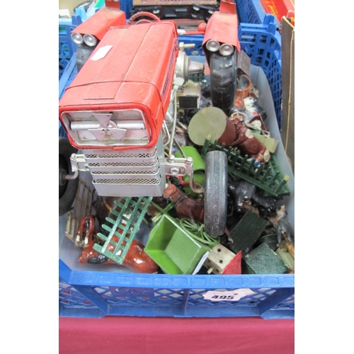 495 - A Quantity of Lead/White Metal Model Figures, Farm Animals, Farm Fixtures, by Britains, J Hill and o... 