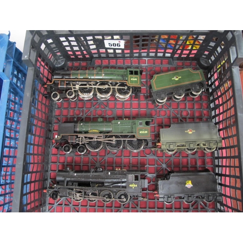 506 - Three 'OO' Gauge/4mm Unboxed Steam Locomotives with Six Wheel Tenders, Mainline 6P 4-6-0 BR green R/... 