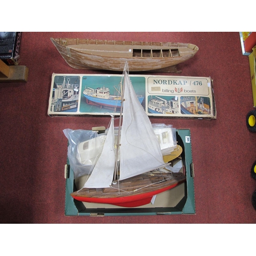 508 - Model Boat Interest, to include two pond yachts, rigging, billing boats, Nordkap/476 balsa wood kit ... 