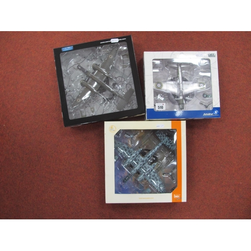 510 - Three 1:72nd  Scale Diecast Model Military Aircraft, comprising of IXO Junior # PIXJ000017 Heinkel H... 