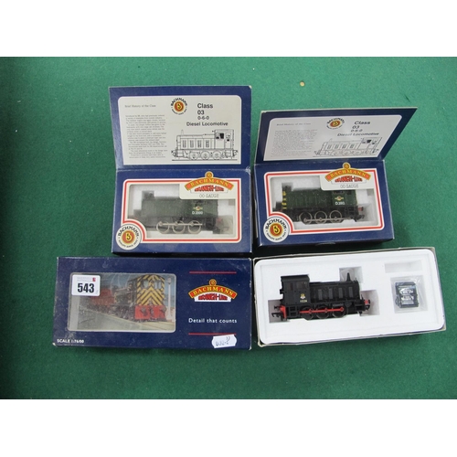 543 - Three Bachmann 'OO' Gauge 0-6-0 Diesel Shunter Locomotives, comprising of #31-335 04 diesel shunter,... 