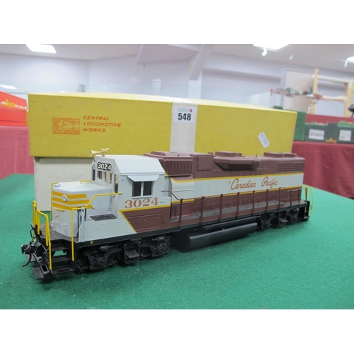 548 - A Central Locomotive 'O' Gauge/7mm CP38 Bo Bo Diesel Locomotive, Canadian Pacific livery R/No 3024, ... 