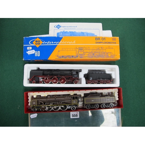 559 - Two 'HO' Gauge Locomotives and Tenders, comprising of Roco BR01 Dampflokomotive, DB R/No 01 111, Riv... 