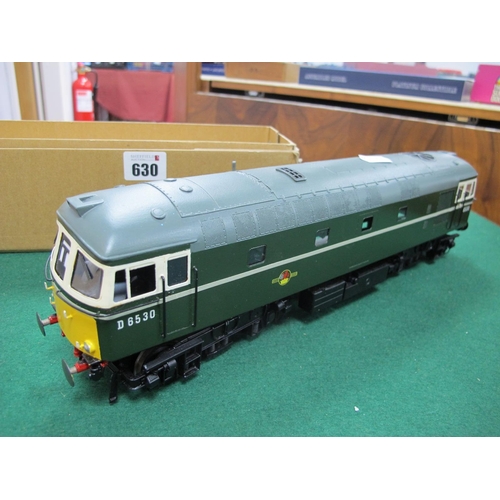 630 - A Kit Built 'O' Gauge/7mm Two Rail Class 33 Bo-Bo Diesel Locomotive, BR green R/No D6530, all metal.... 