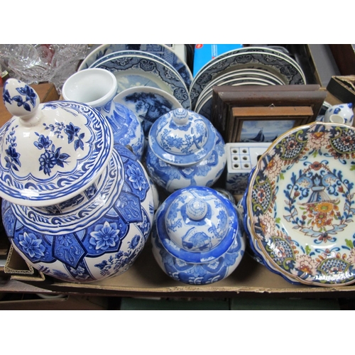 1114 - Blue and White Ceramics, including Delft, Makkum, late XX Century Chinese:- One Box