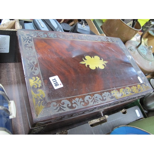 1116 - A XIX Century Mahogany Writing Slope, with brass inlay (many losses) 40.5cm wide.