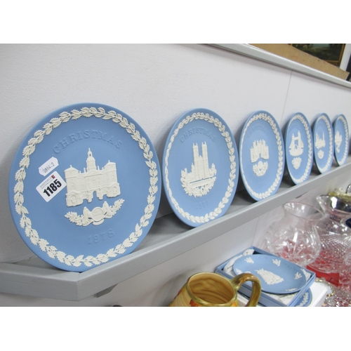 1185 - Wedgwood Jasper Ware Christmas Plates, from 1969, 70, 71, 73, 74, 75, 76, 77, 78, 2001 some boxed,