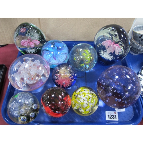 1231 - Ten Paperweights, the tallest 13cm:- One Tray.