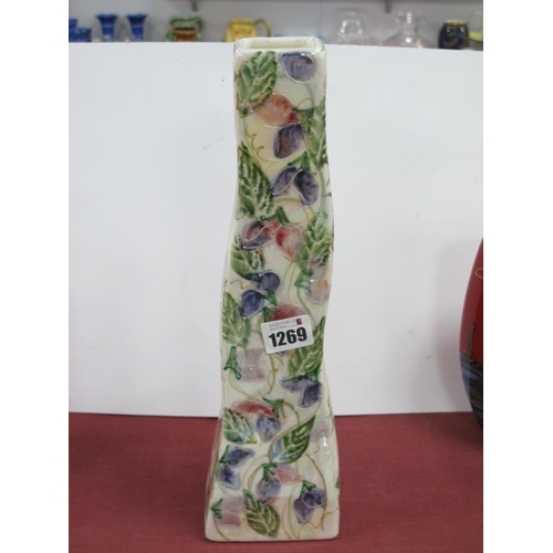 1269 - Anita Harris Large Floral Wavy Vase, gold signed, 34.5cm high.