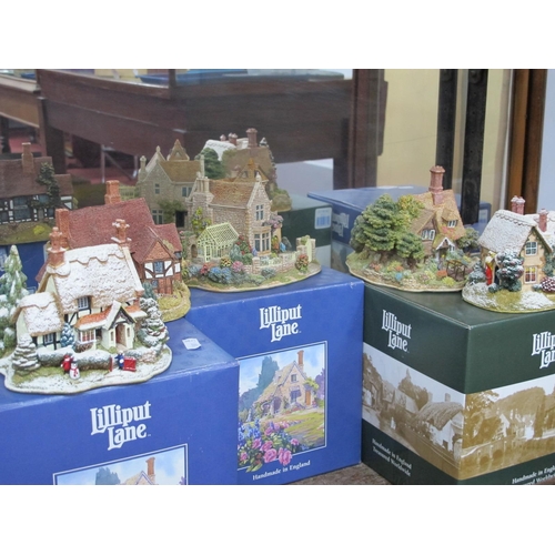 1299 - Lilliput Lane - Green Gables, Crown Inn, The First Noel, Shades of Summer and Frosty Morning, all bo... 