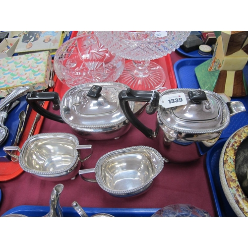 1339 - Elkington & Co Silver Plated Four Piece Tea Service, with gadrooned rims and bun feet to each item. ... 