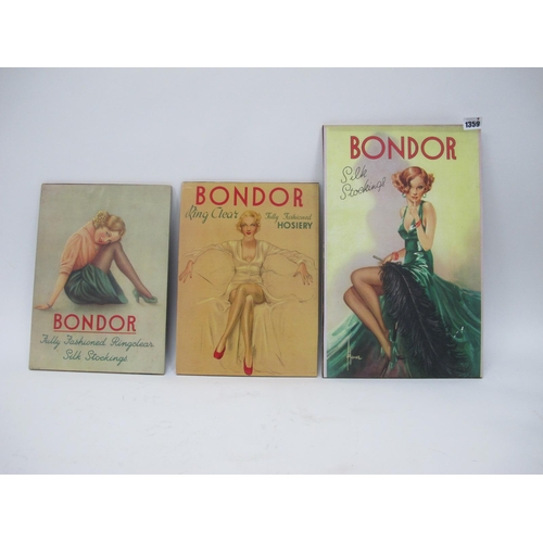 1359 - A 1930's Style Advertising Sign, 'Bondor' Stockings, 42 x 25.5cm, two others smaller. (3)