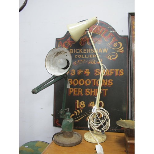 1639 - Herbert Terry of Redditch Cream Angle Poise Lamp, another similar in green. (2)