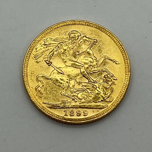 134 - 1899 Queen Victoria Gold Sovereign, Melbourne Mint.