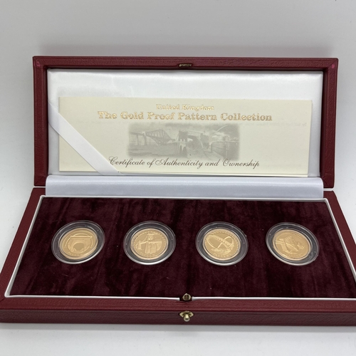 178 - Royal Mint 2003 Gold Proof Pattern Collection, four one pound coins featuring famous UK bridges, cas... 