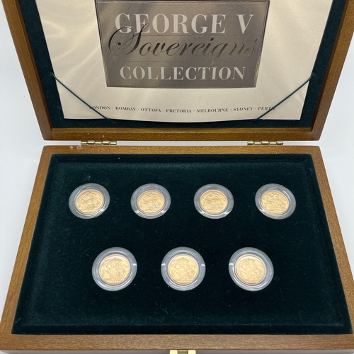 181 - King George V Gold Sovereign Seven Coin Mintmark Set, includes a 1911 Ottawa Mint,, 1913 London Mint... 