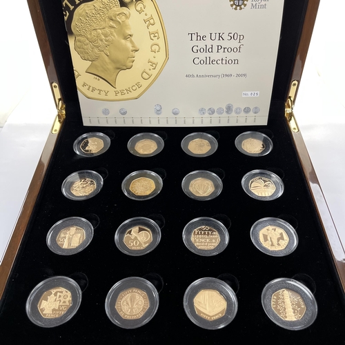 189 - Rare 2009 Royal Mint Gold Proof Sixteen Coin 50p Set, includes the incredibly rare gold Kew Gardens ... 