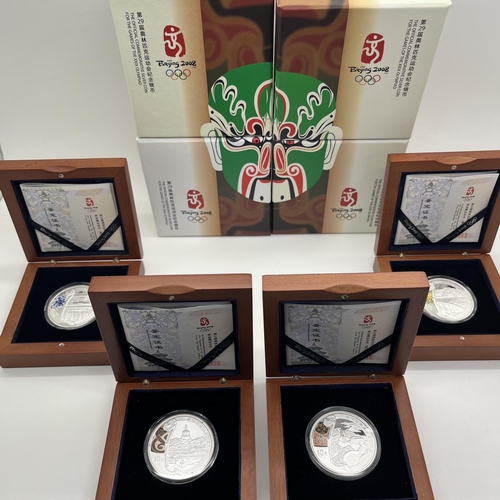 66 - 2008 10Y China Silver Proof Beijing Olympics Four Coin Set, boxed with certificate of authenticity's