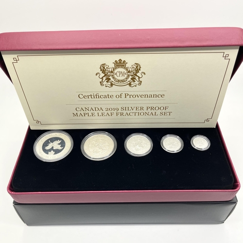 75 - Royal Canadian Mint 2019 Silver Proof Maple Leaf Fractional Set, cased with certificate of authentic... 