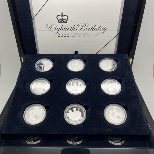 76 - Royal Mint 2006 QEII 80th Birthday Silver Proof Coin Collection, in wooden fitted case, certificate ... 