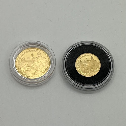 90 - 2012 Diamond Jubilee Commemorative Gold Half Sovereign, together with a similar gold quarter soverei... 