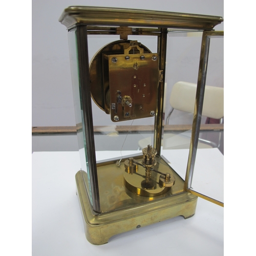 1449 - Early XX Century Brass Mantel Clock, with enamel dial, Roman numerals, 28cms.