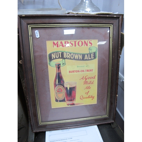 1626 - Bass Pale Ale Electric Pub Sign, together with a Marsons Nut Brown Ale wall sign, Marstons Burton Al... 