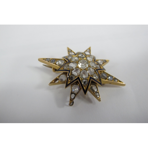 143 - A Victorian Diamond Set Star Brooch, of graduated design set throughout with old and rose cut stones... 