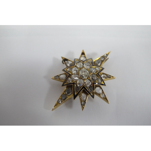 143 - A Victorian Diamond Set Star Brooch, of graduated design set throughout with old and rose cut stones... 