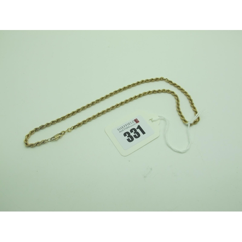 331 - A 9ct Gold Ropetwist Chain, (3.9grams).