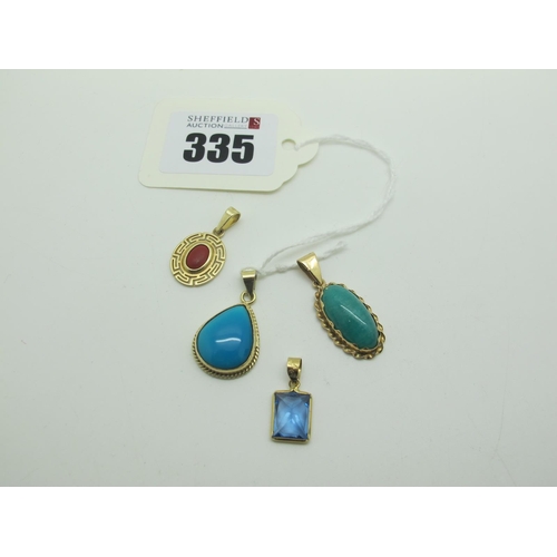 335 - Four Modern Single Stone Pendants, including 