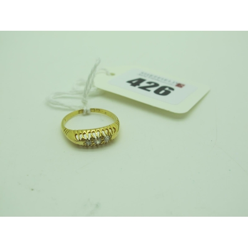 426 - An Antique 18ct Gold Three Stone Ring, (finger size N) (2.2grams).