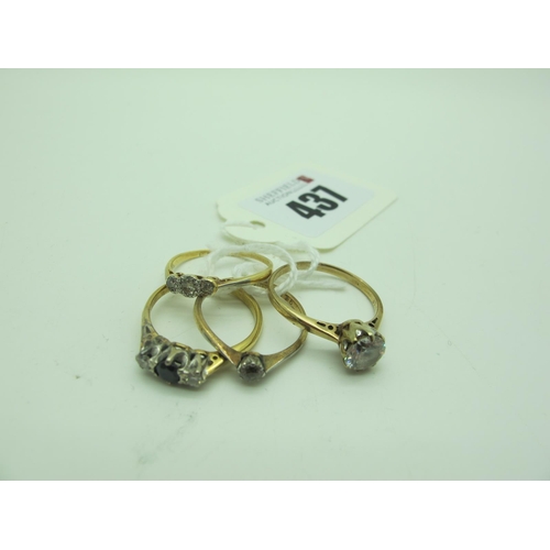 437 - A Dainty Single Stone Ring, claw set, between tapered shoulders, stamped 