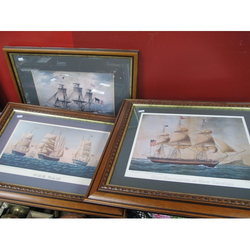 1014 - Five XIX Century Style American Naval Ship Prints - Ann Alexander of New Bedford Loum Snow, The Gam,... 