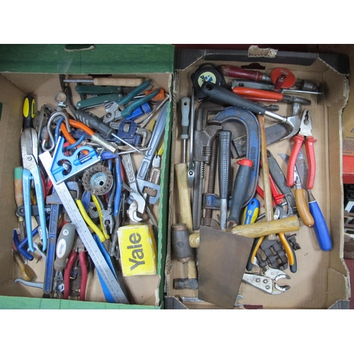 1020 - Hand Tools, Record wrench and G clamp, Empire corner rule, etc:- Two Boxes.