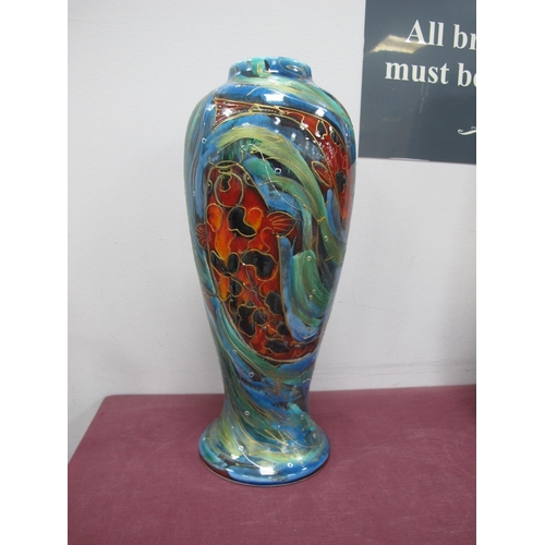 1191 - Anita Harris Koi Carp Vase, gold signed, 31.5cm high.